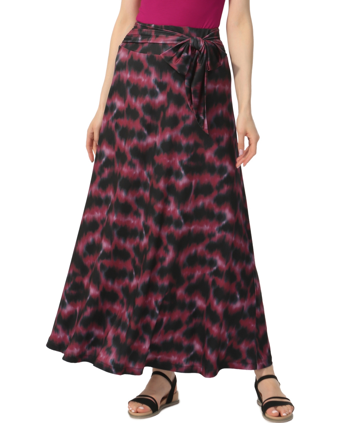Women's Belted Pull On Maxi Skirt - Rose