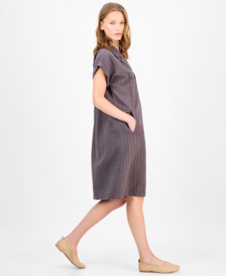 Women's Striped Notched-Collar Shirtdress