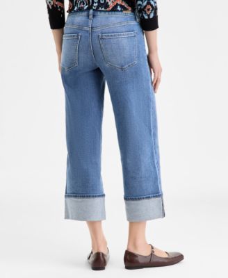 Women's Morgan Mid Rise Cuffed Wide Leg Jeans