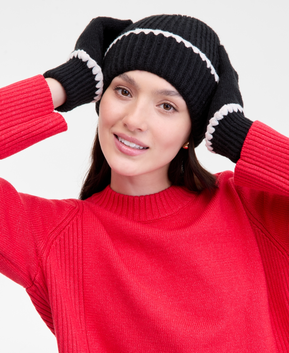 On 34th Ribbed Beanie & Gloves Boxed Set, Macy's Exclusive In Black