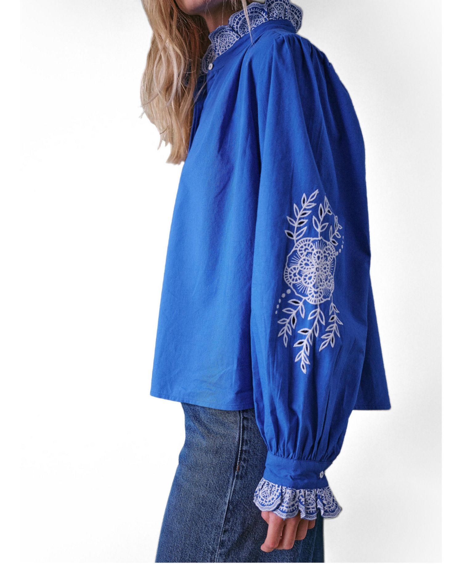 Women's Jewel Trim Cotton Carla Blouse