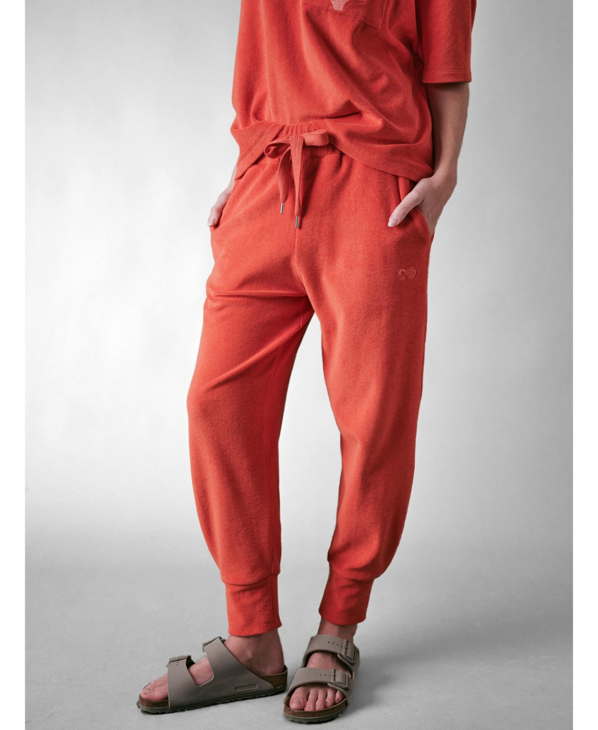 Women's Sea Coral Slim Terry Pant - Burnt orange
