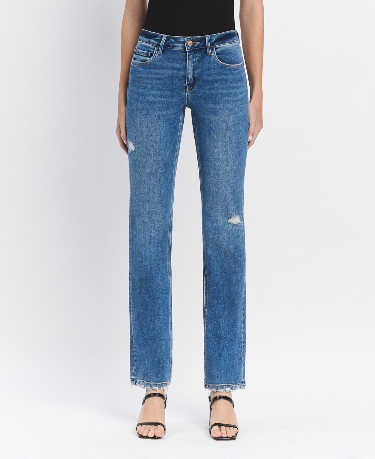 Women's Mid Rise Straight Jeans - Dumfounding blue
