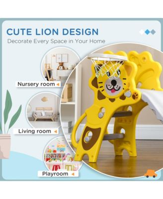 2 in 1 Toddler Slide for Indoors, Toy for Toddler, Easy Set Up Baby Slide with Basketball Hoop for Kids.