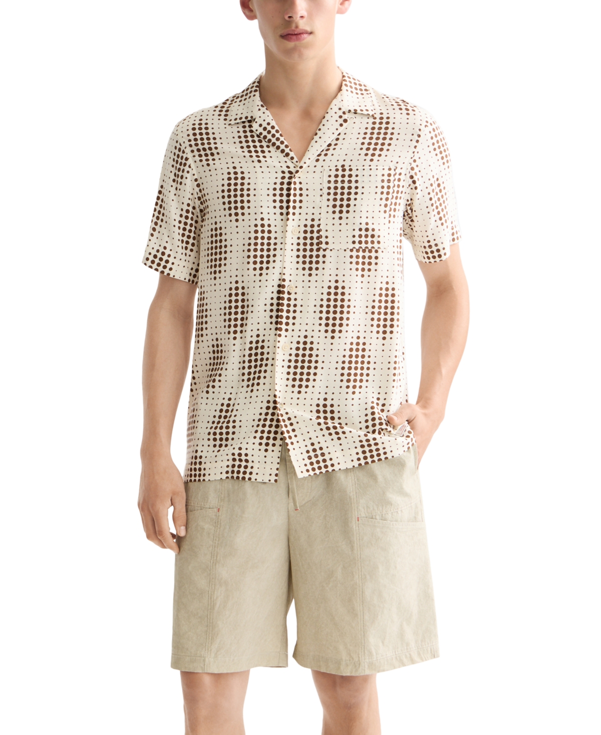 Scotch & Soda Men's Relaxed Fit Short Sleeve Printed Button-Front Camp Shirt