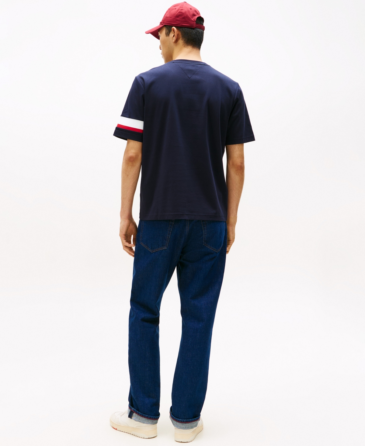 Tommy Hilfiger Signature Stripe Sleeve T In Black