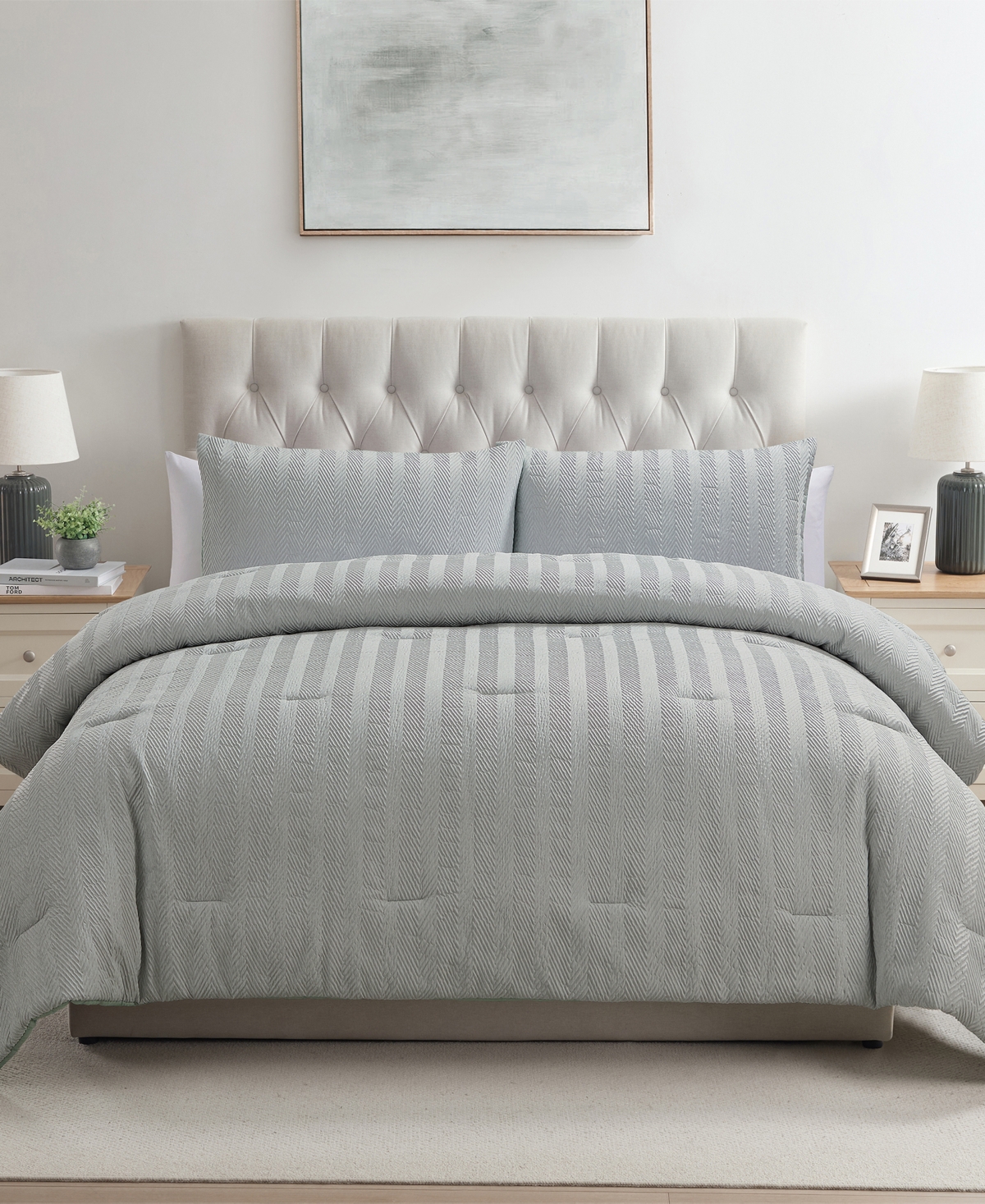 Vcny Home Herringbone Tonal 3-Pc. Comforter Set