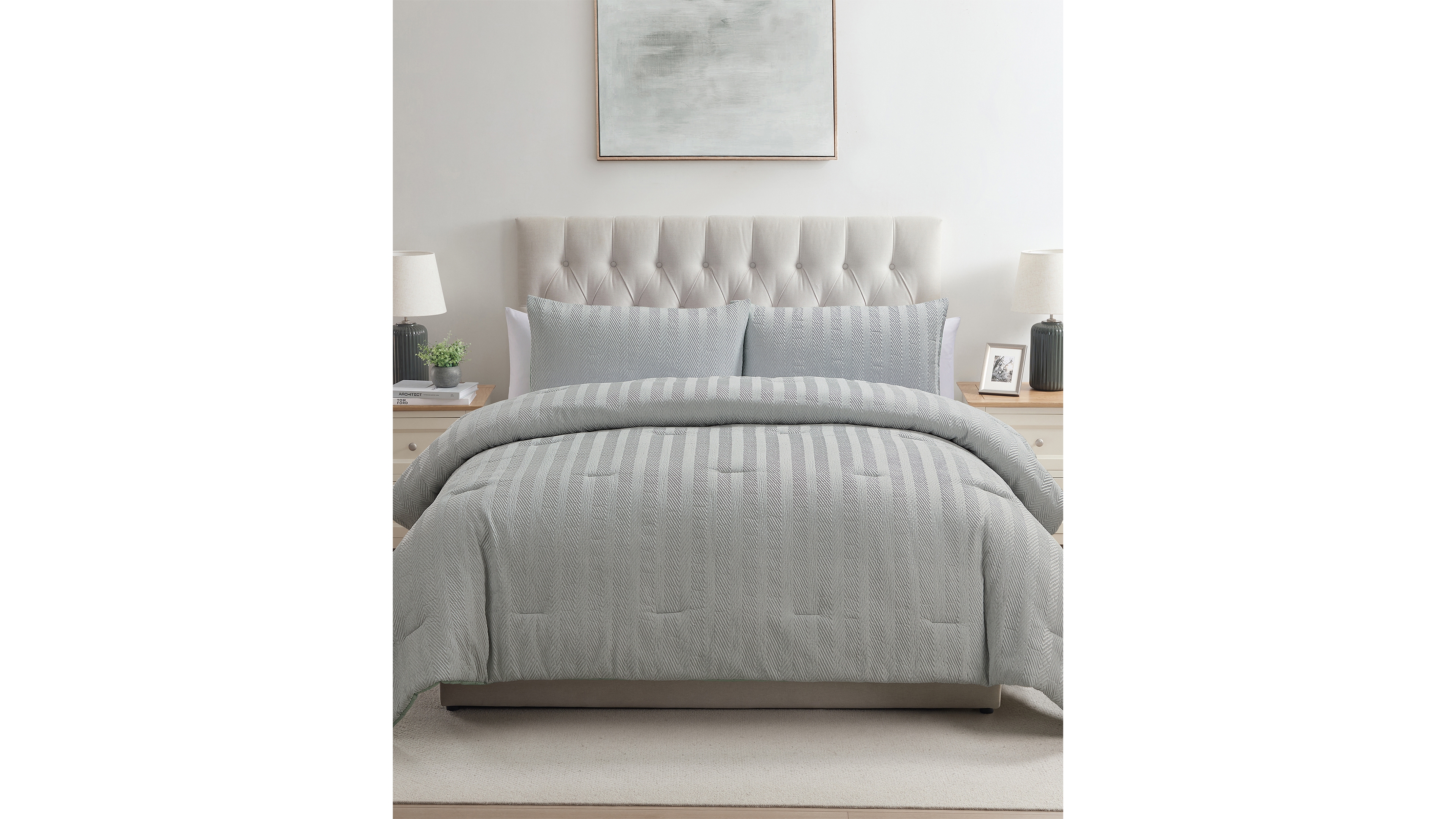 Vcny Home Herringbone Tonal 3-Pc. Comforter Set, Full/Queen
