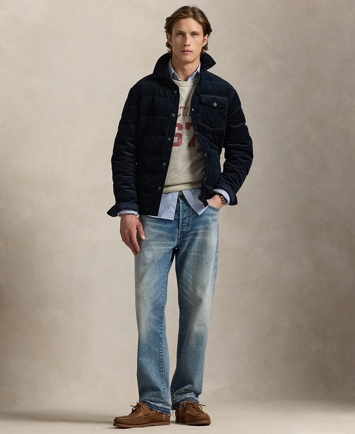 Polo Ralph Lauren Buttoned Padded Shirt Jacket In Blue
