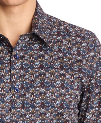 Men's Parker Slim Fit Long Sleeve Abstract Print Button-Front Shirt