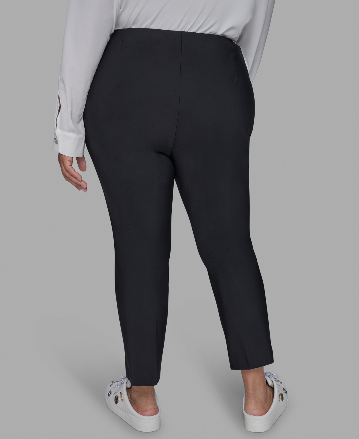 Karl Lagerfeld Plus Size Zip-pocket Slim Pants In Black