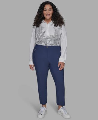 Plus Size Zip-Pocket Slim Pants