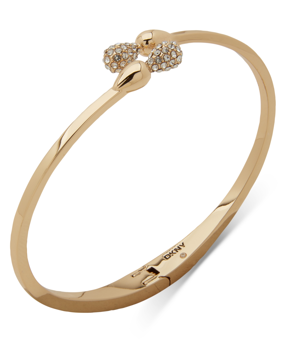 Dkny Pave Pear-shape Bypass Bangle Bracelet In White