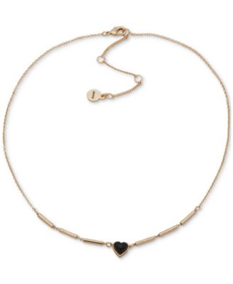 DKNY - Stone Heart Pendant Necklace, 16" + 3" extender