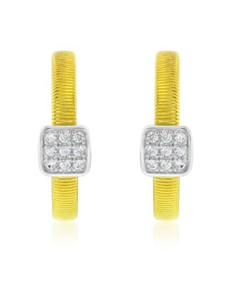 Suzy Levian Golden Helix Sterling Silver & Cubic Zirconia Pave Coil Huggie Hoop Earrings