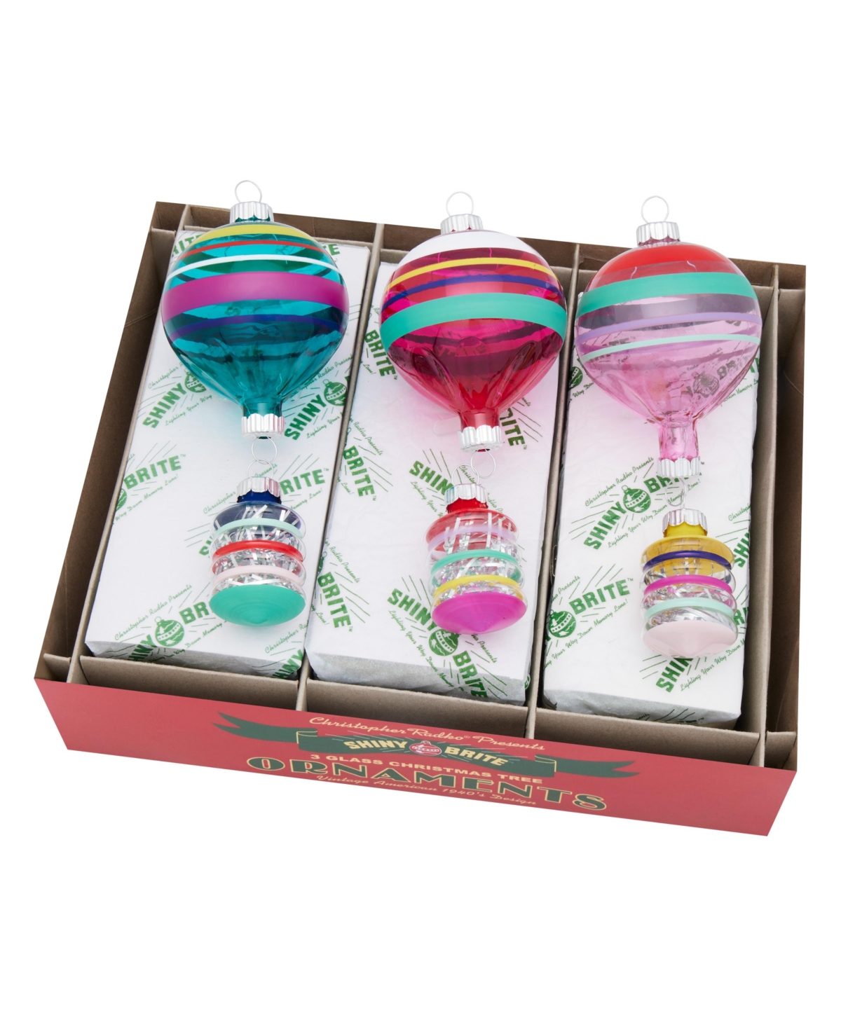 Shiny Brite Vivid Vintage Shapes, Set Of 3