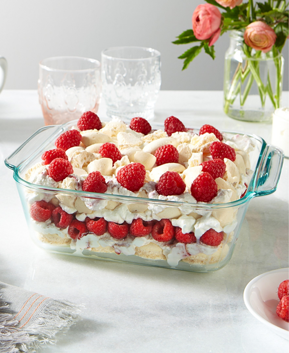 Pyrex Deep Dish 8" X 8" Baker With Lid In Transparent