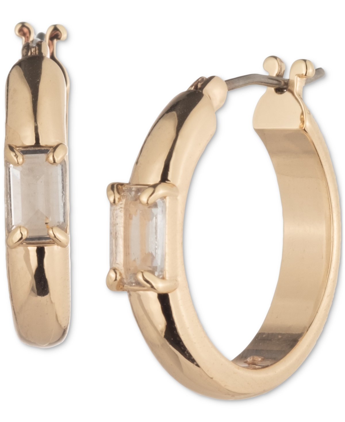Ralph Lauren Small Baguette Stone Hoop Earrings, 0.8" In Gold