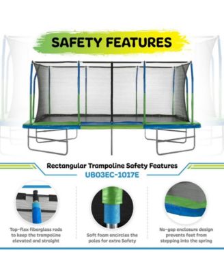 - Mega 10' X 17' Gymnastics Style, Rectangular Trampoline Set with Premium Top-Ring Enclosure System
