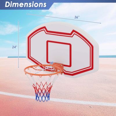 Large Wall Mounted Basketball Hoop with 36" x 24" Shatter-proof Backboard or Kids