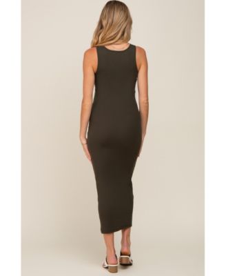 Maternity Black Ribbed Basic Maxi Dress