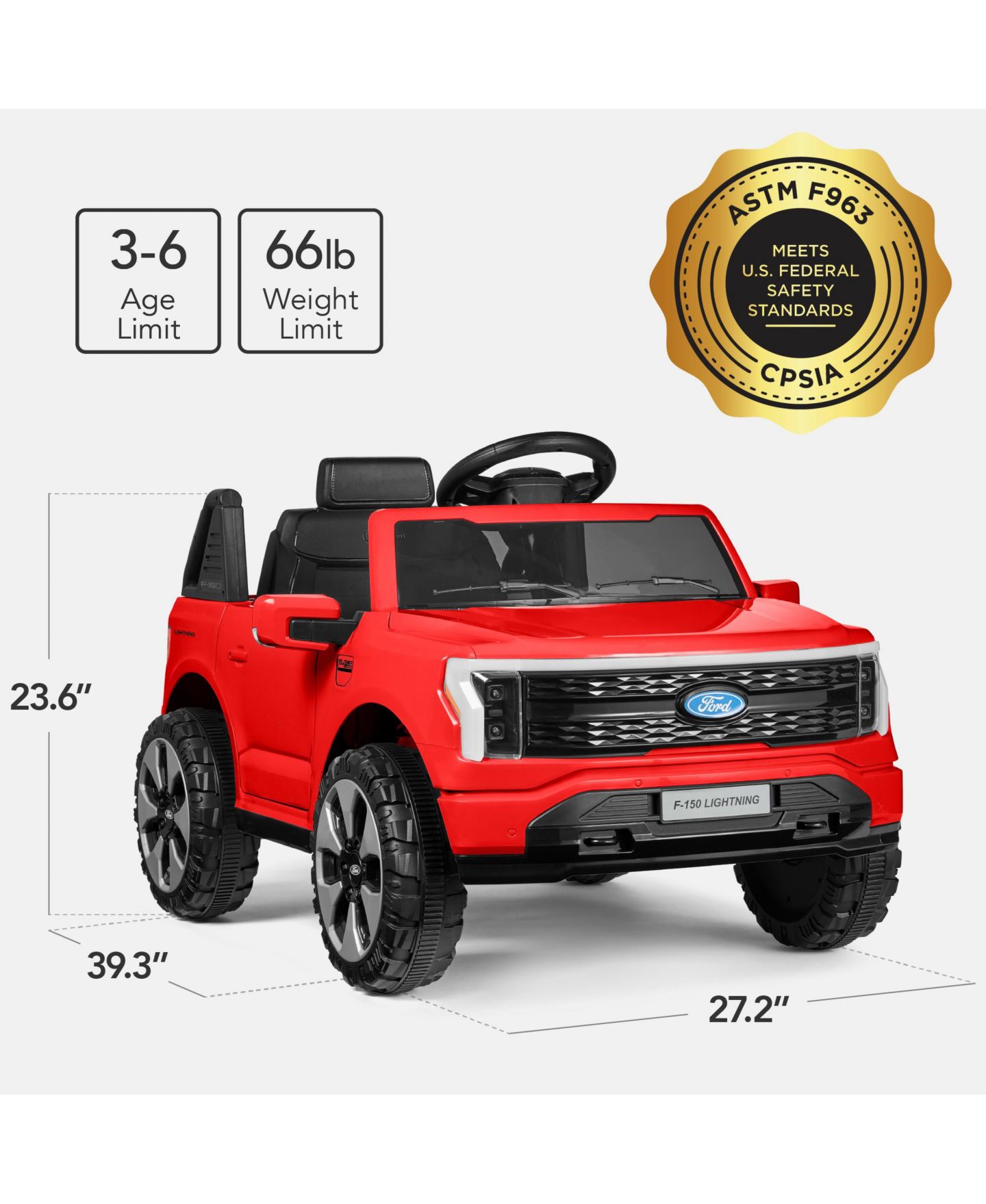 Детская игрушка Best Choice Products 12V Officially Licensed Ford Lightning Ride-On Truck with Remote Control and LED Lights, 66 lbs. Capacity, Ages 3-6 — фото 2