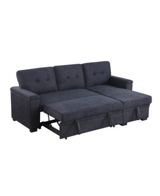 84.5"W Woven Fabric Reversible Sleeper Sectional Sofa with Storage Chaise