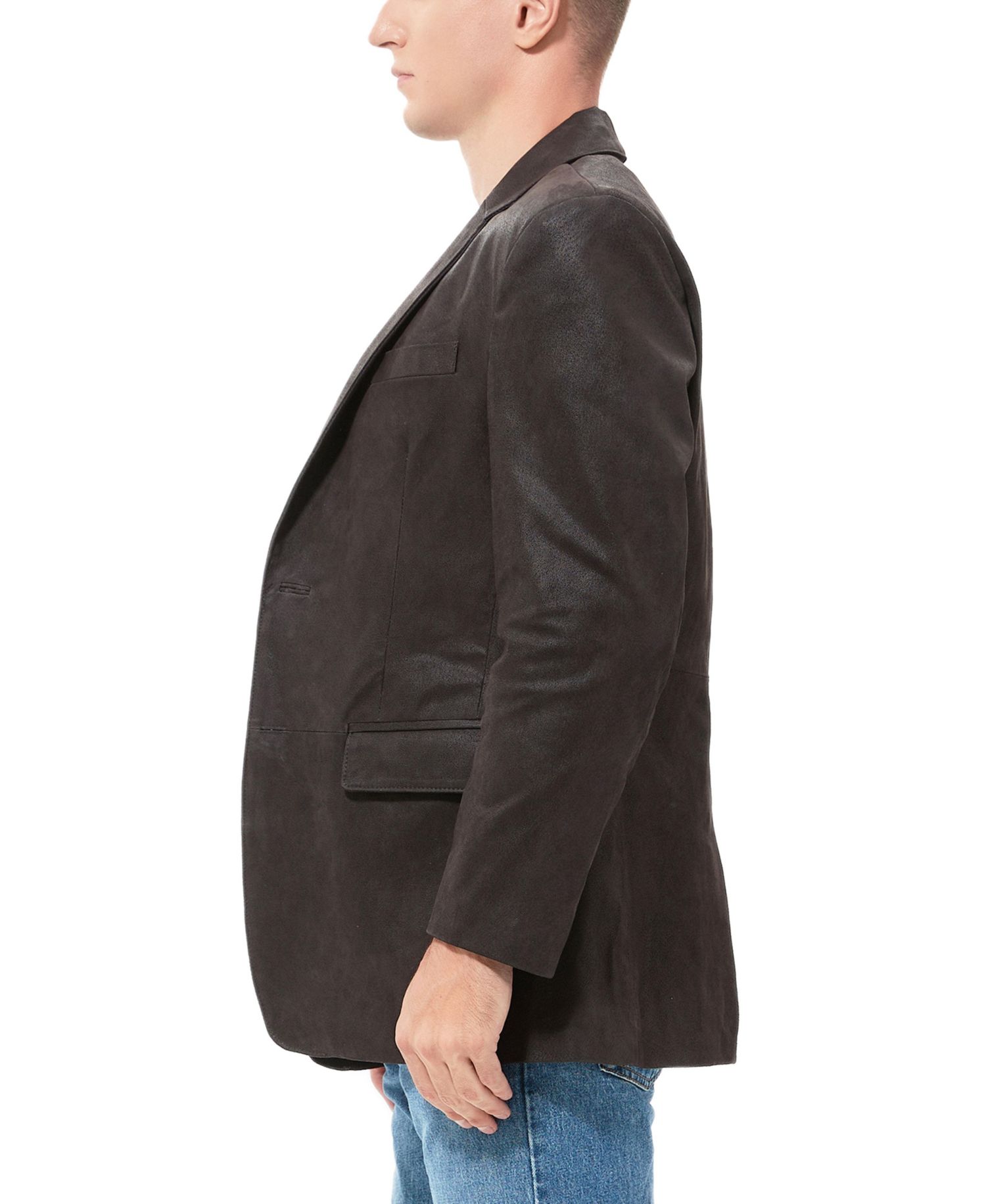 Men's Classic Two-Button Distressed Leather Blazer