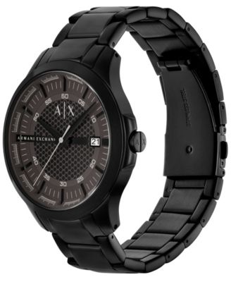 Men's Quartz Three-Hand Date Black Stainless Steel Watch, 46mm