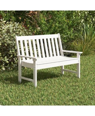 Garden Bench All-Weather HDPE 2-Person Outdoor Bench for Front Porch Backyard