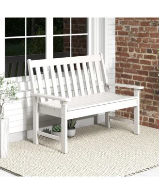 Garden Bench All-Weather HDPE 2-Person Outdoor Bench for Front Porch Backyard