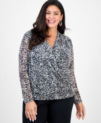 I.N.C. International Concepts - Plus Size Mesh Draped Top