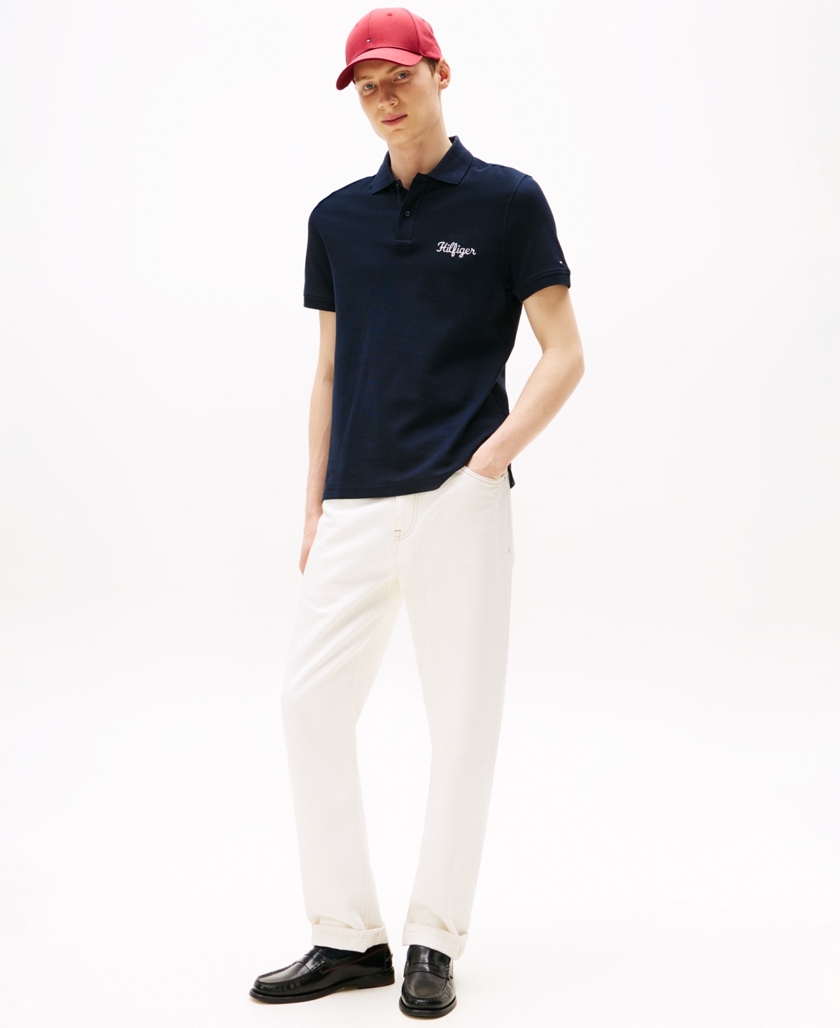 Tommy Hilfiger Men's Regular-fit Logo Script Polo Shirt In Blue