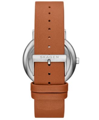 Men's Signatur Quartz Multifunction Brown Leather Watch, 40mm