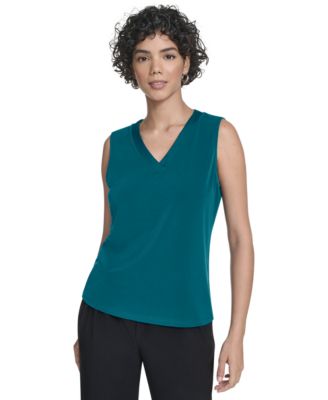 Calvin Klein - Women's Mixed-Media Sleeveless Blouse