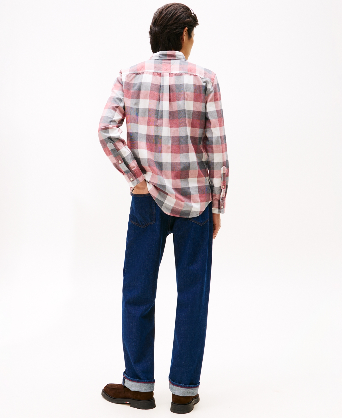 Tommy Hilfiger Men's Regular-fit Corduroy Check Shirt In Burgundy