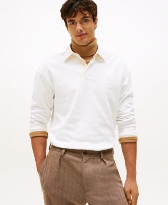 Men's Logo Crest Solid Rugby Sweater