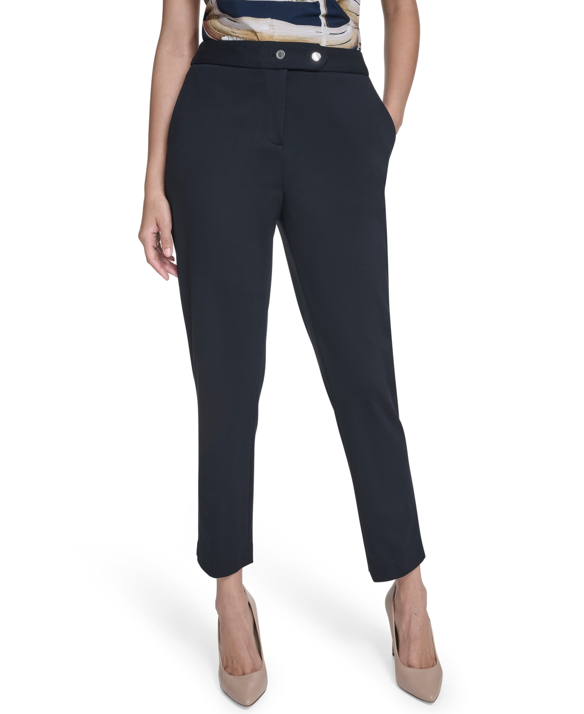 Women's Straight-Leg Ponte Ankle Pants - Navy
