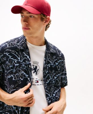 Men's Patterned Linen Button Up Short Sleeve Shirt