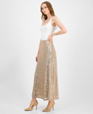 Women's Sequin Flared Maxi Skirt