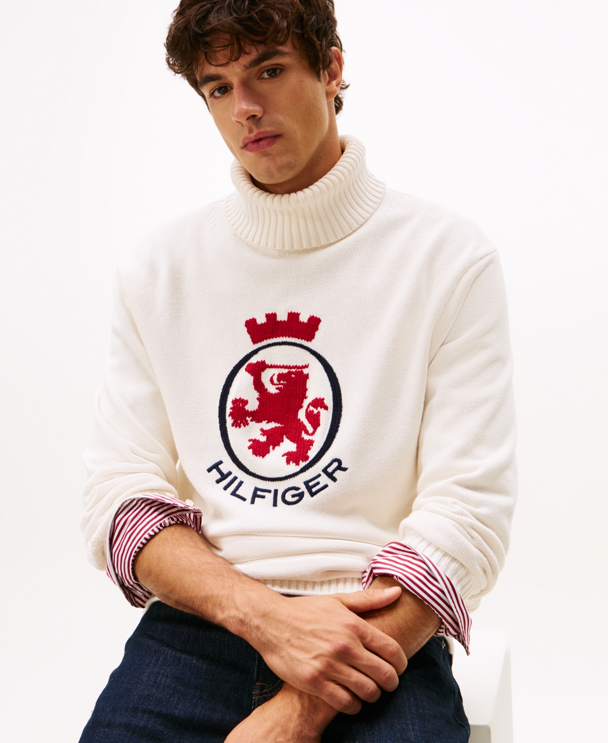 Tommy Hilfiger Men's Logo Crest Turtleneck Sweater