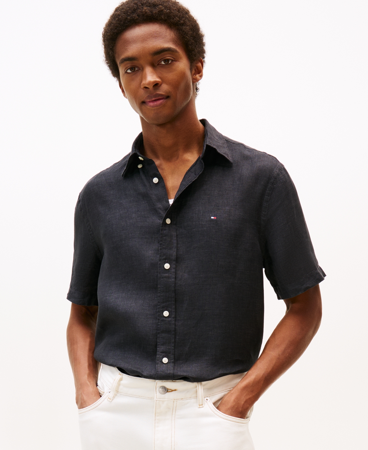 Tommy Hilfiger Men's Regular-Fit Linen Short-Sleeve Shirt