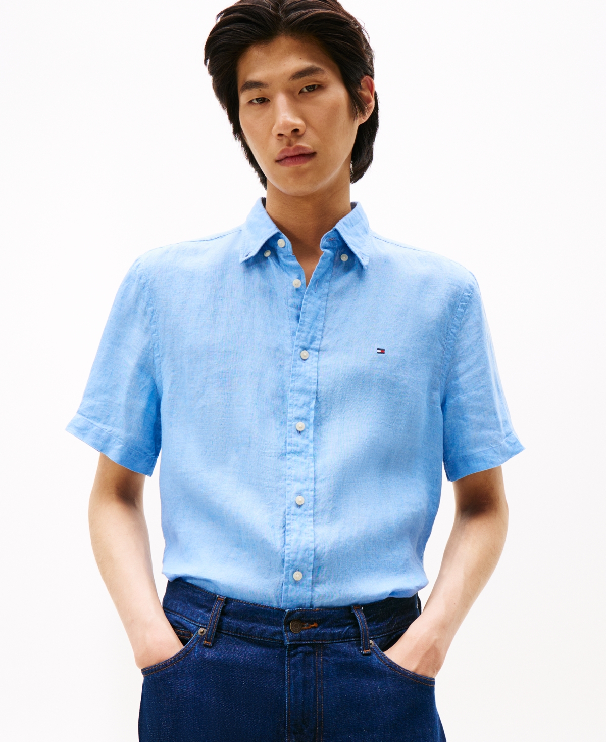 Tommy Hilfiger Men's Regular-Fit Linen Short-Sleeve Shirt