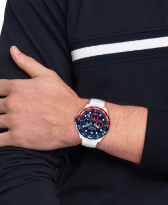 Men's Chronograph White Silicone Strap Watch, 44mm