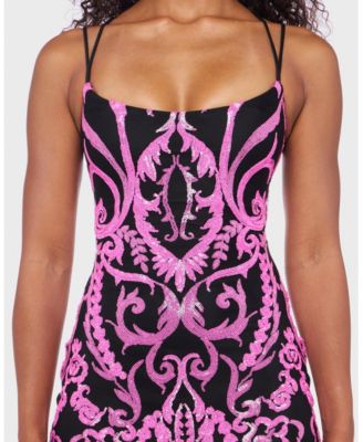 Juniors' Sequined Mesh Bodycon Dress