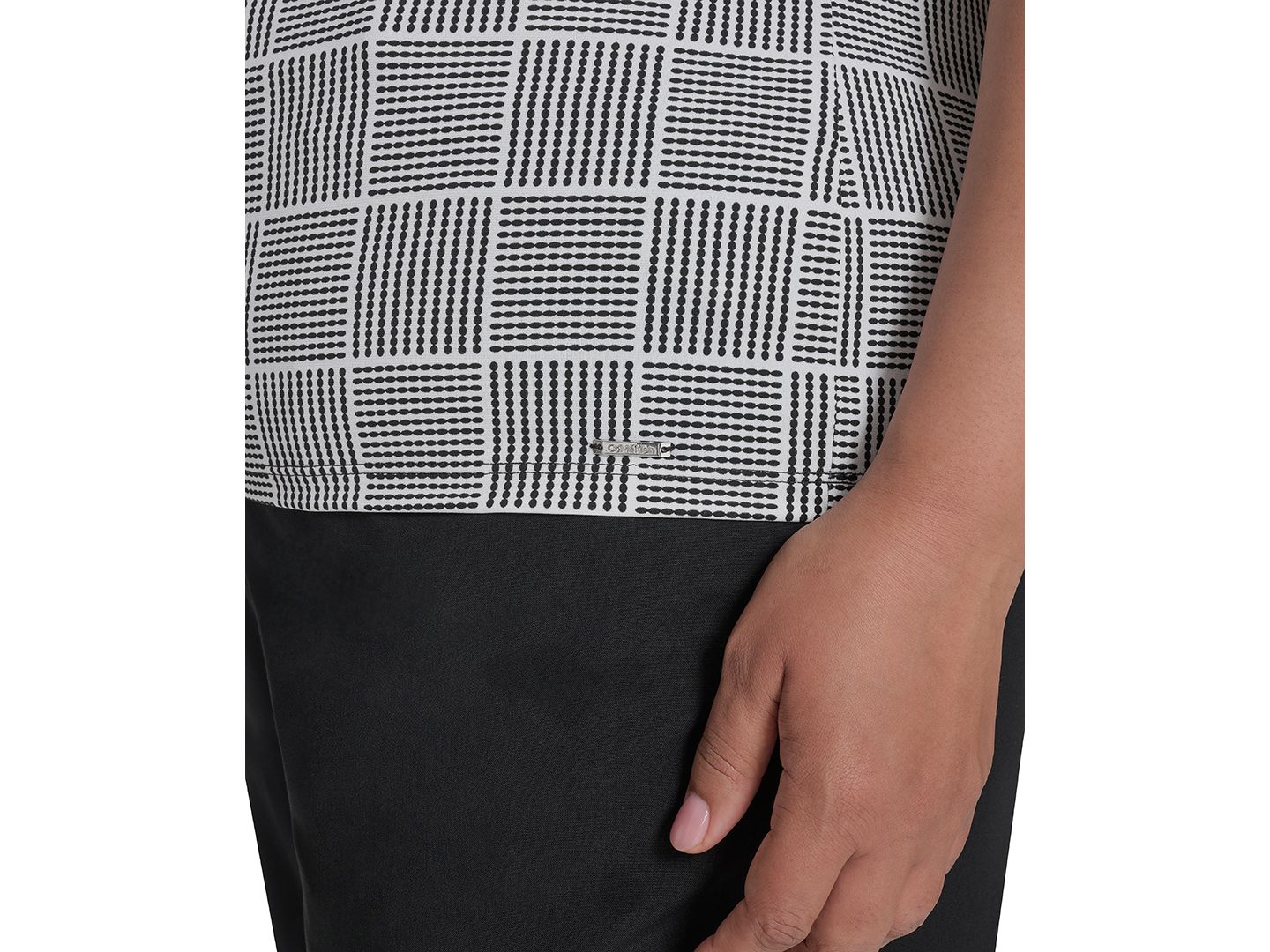 Женский топ Calvin Klein Plus Size Pleated, цвет: Чёрный / Кремовый — фото 4