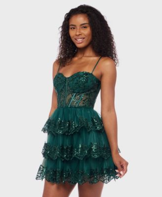 Alex & Sophia Juniors' Embellished Short Fit & Flare Dress