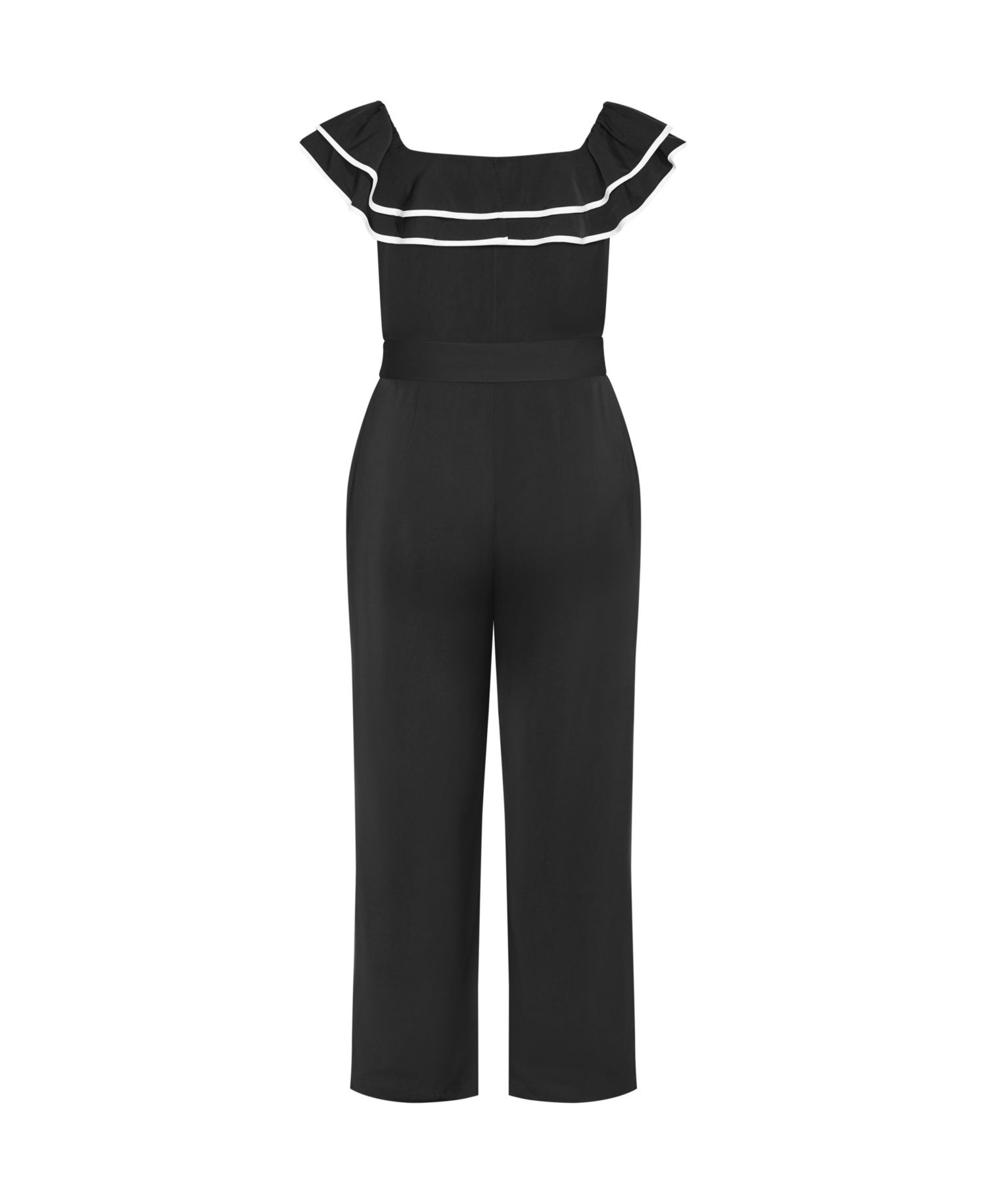 Plus Size Demure Off Shoulder Frill Jumpsuit