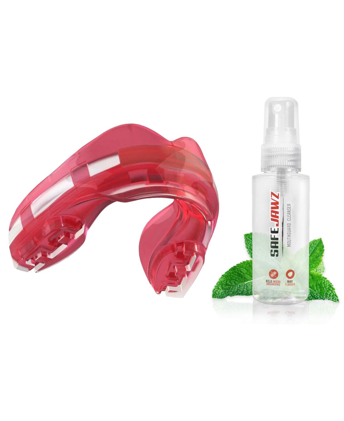 Ortho Sports Mouth Guard for Braces with Case and Disinfectant Spray Bundle Kit for Basketball, Football, Mma, Hockey, Wrestling - Ice Pink -
