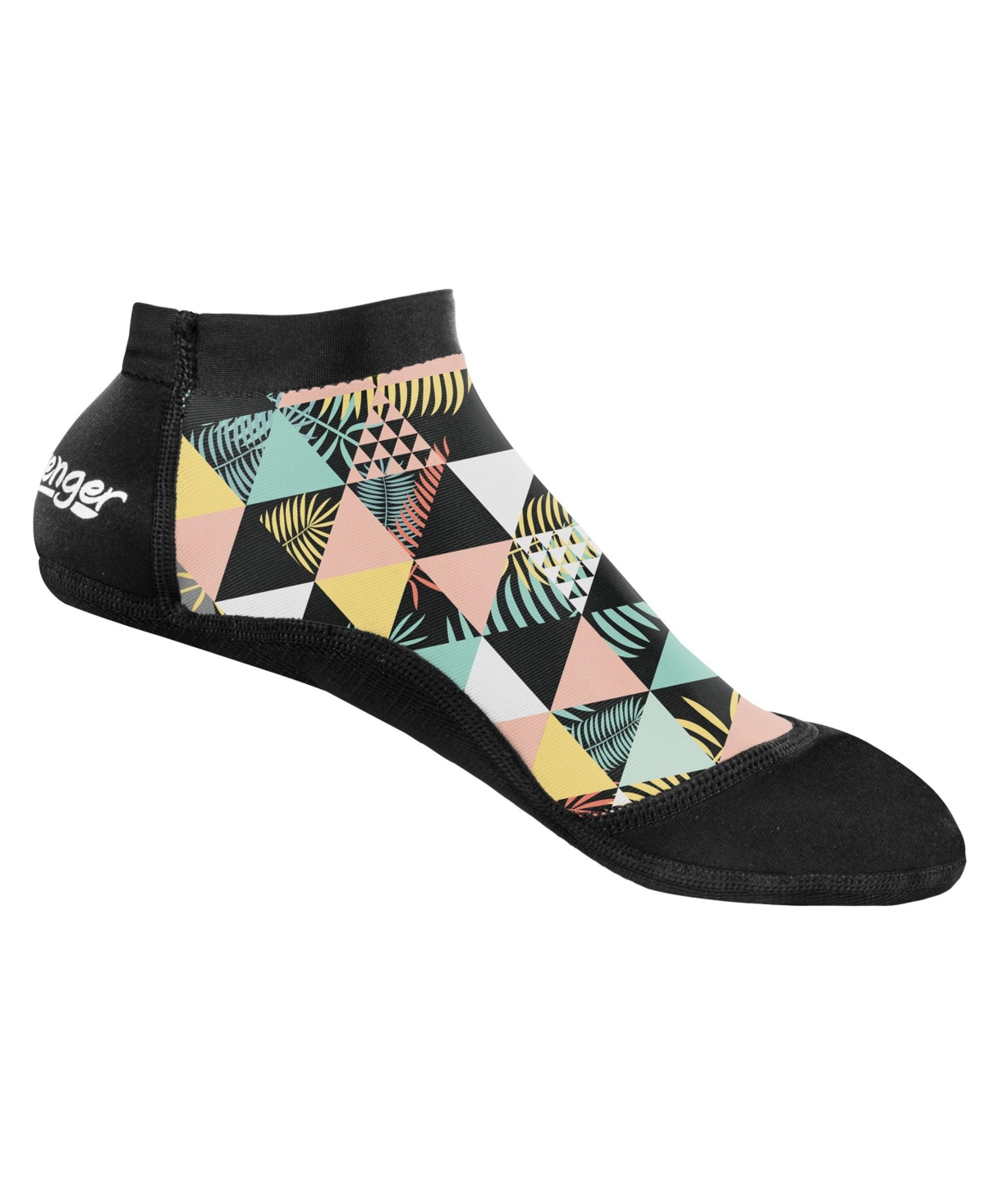 SeaSnug Low Cut Beach Socks for All Beach and Sand Activities - Dark Blue Floral / L - Geometric palm